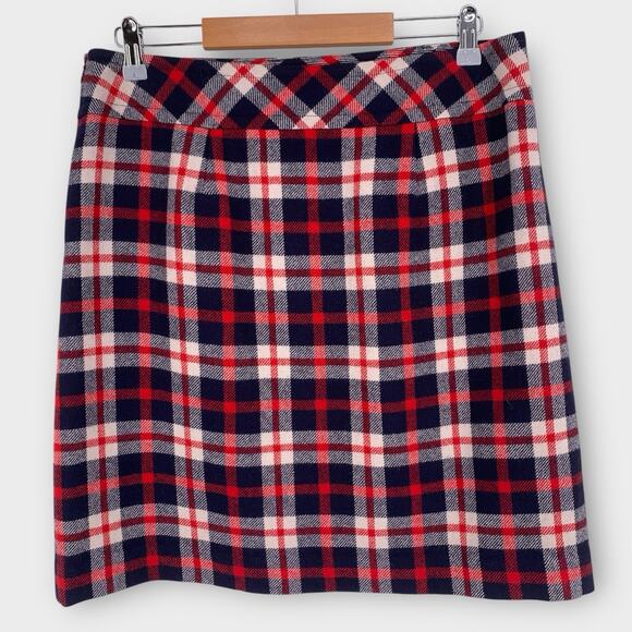 Talbots Plaid Pencil Skirt Wool Blend Blue Red Tartan Acadamia Preppy 10 - Picture 3 of 10